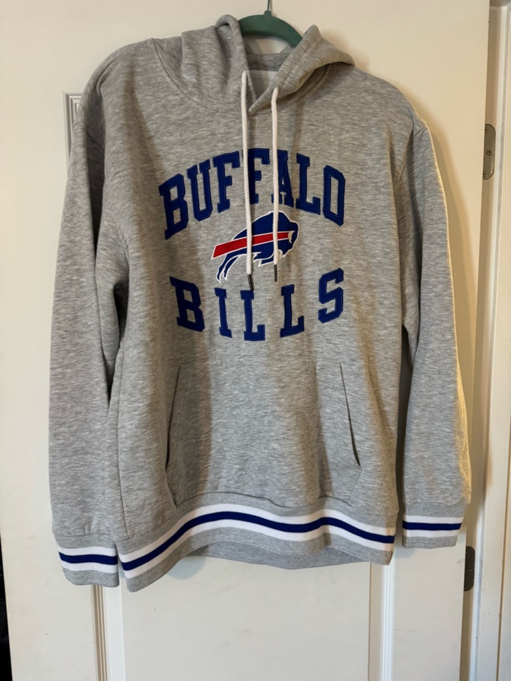NFL Buffalo Bills Gray Pullover Hoodie with Blue & Red Logo
